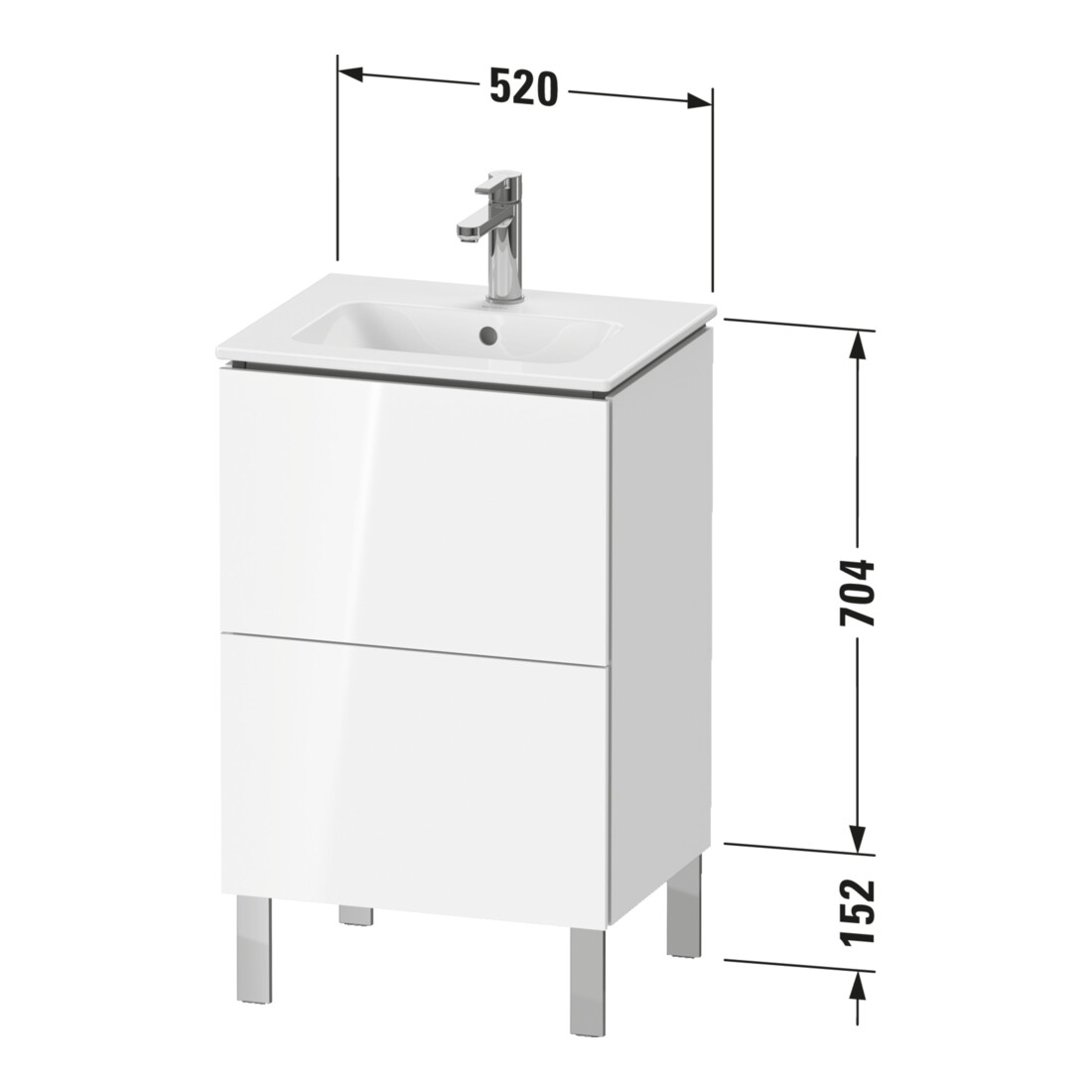 Duravit L-Cube Compact meuble sous-lavabo 52x42,1x70,4 cm, 2 tiroirs, mat taupe
