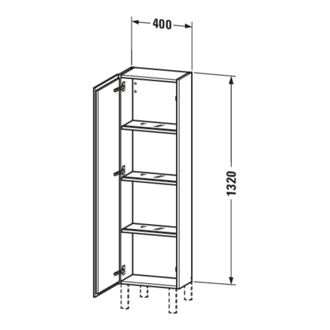 Duravit L-Cube Demi-colonne 40x24,3x132 cm, porte droite, blanc super mat