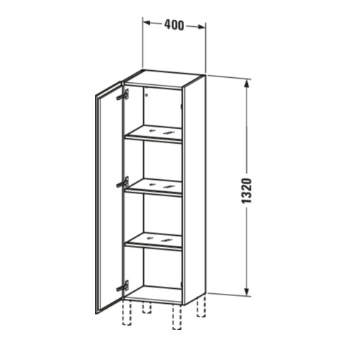 Duravit L-Cube Demi-colonne 40x36,3x132 cm, porte droite, graphite super mat