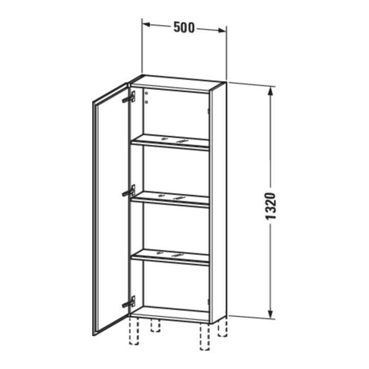 Duravit L-Cube Demi-colonne 50x24,3x132 cm, porte gauche, blanc brillant