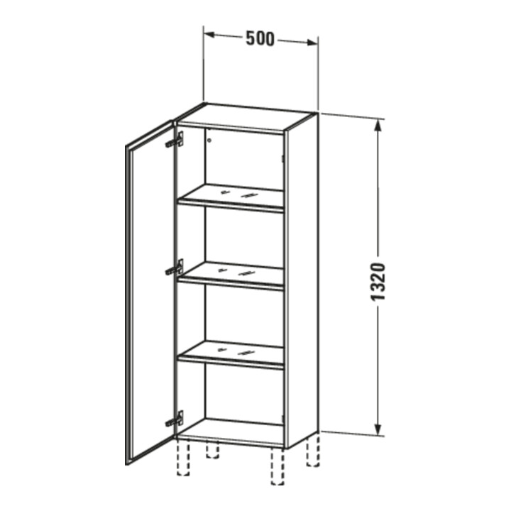 Duravit L-Cube Demi-colonne 50x36,3x132cm, porte droite, graphite supermat