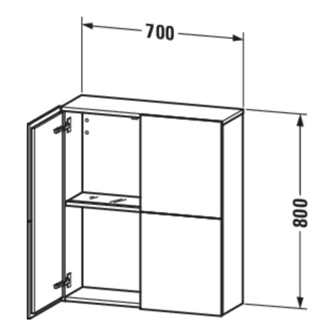 Duravit L-Cube Demi-colonne 70x24,3x80 cm, 2 portes, blanc brillant