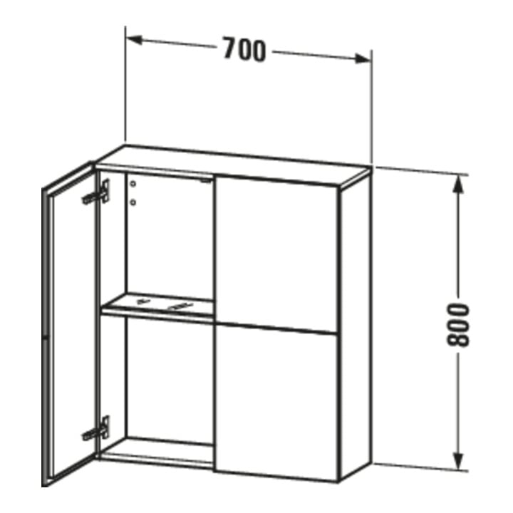 Duravit L-Cube Demi-colonne 70x24,3x80 cm, 2 portes, blanc brillant