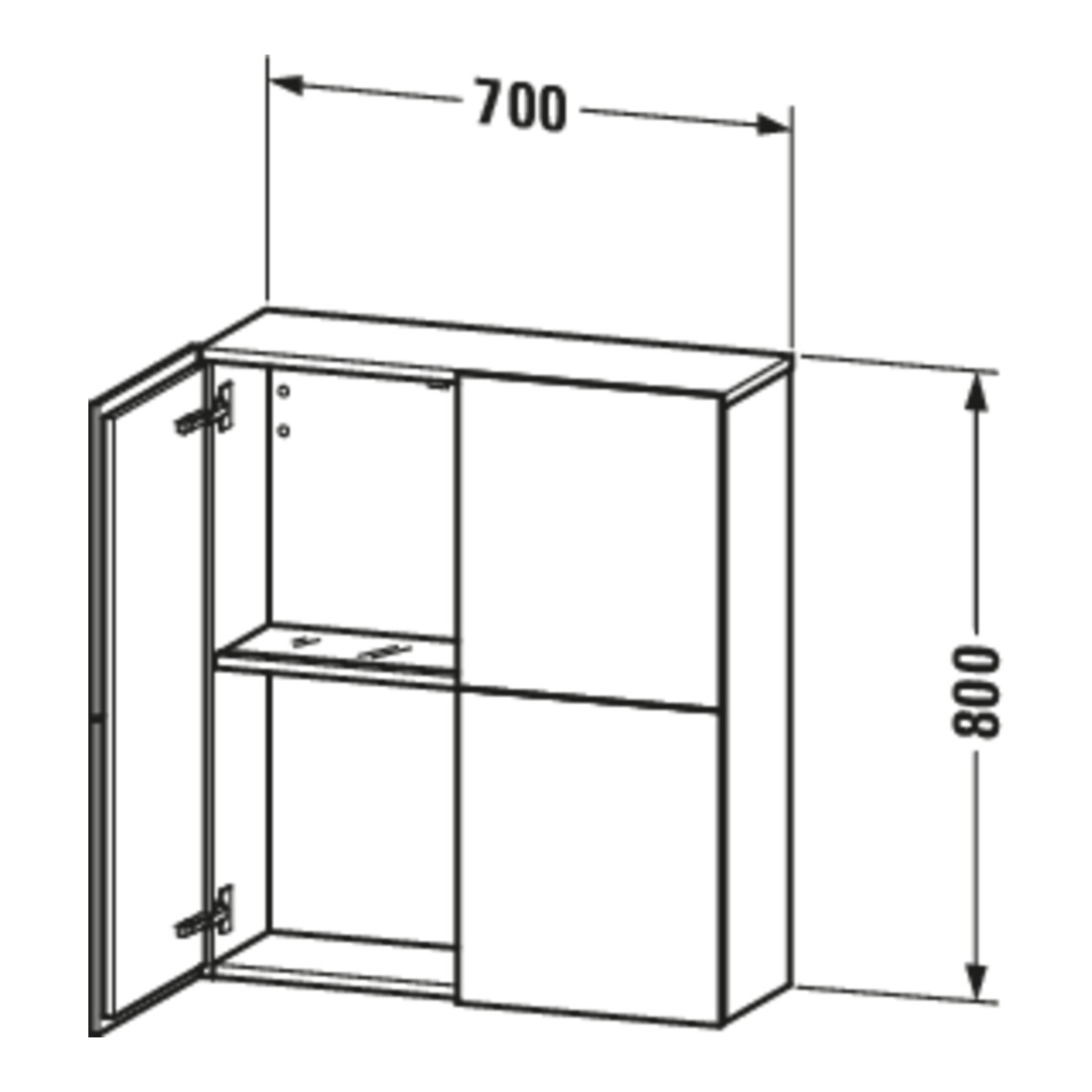 Duravit L-Cube Demi-colonne 70x24,3x80 cm, 2 portes, blanc brillant