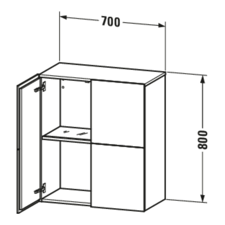 Duravit L-Cube Demi-colonne 70x36,3x80cm, 2 portes, blanc brillant