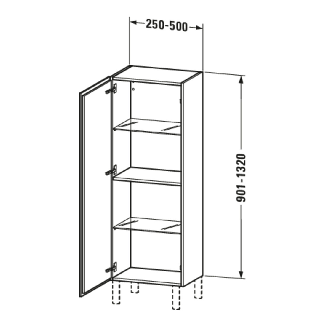 Duravit L-Cube demi-colonne individuel, porte droite, lin