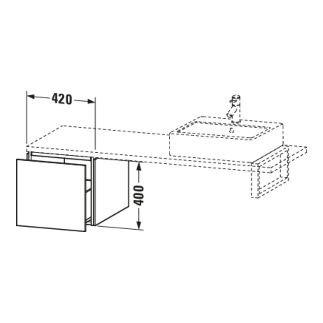 Duravit L-Cube Meuble bas 42x54,7 cm, lin, pour console, 1 tiroir