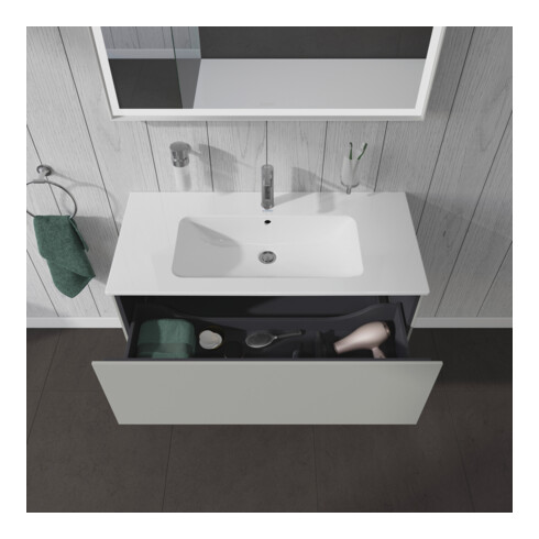 Duravit L-Cube Meuble sous lavabo 102x48,1 cm, béton gris, 1 tiroir, suspendu