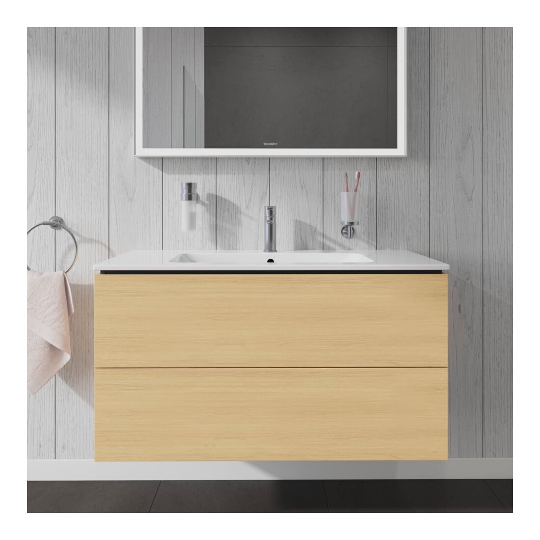 Duravit L-Cube Meuble sous lavabo 102x48,1 cm, blanc œuf, 2 tiroirs, suspendu