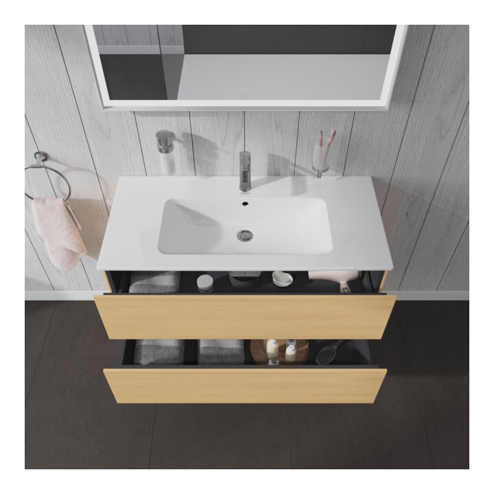 Duravit L-Cube Meuble sous lavabo 102x48,1 cm, blanc œuf, 2 tiroirs, suspendu