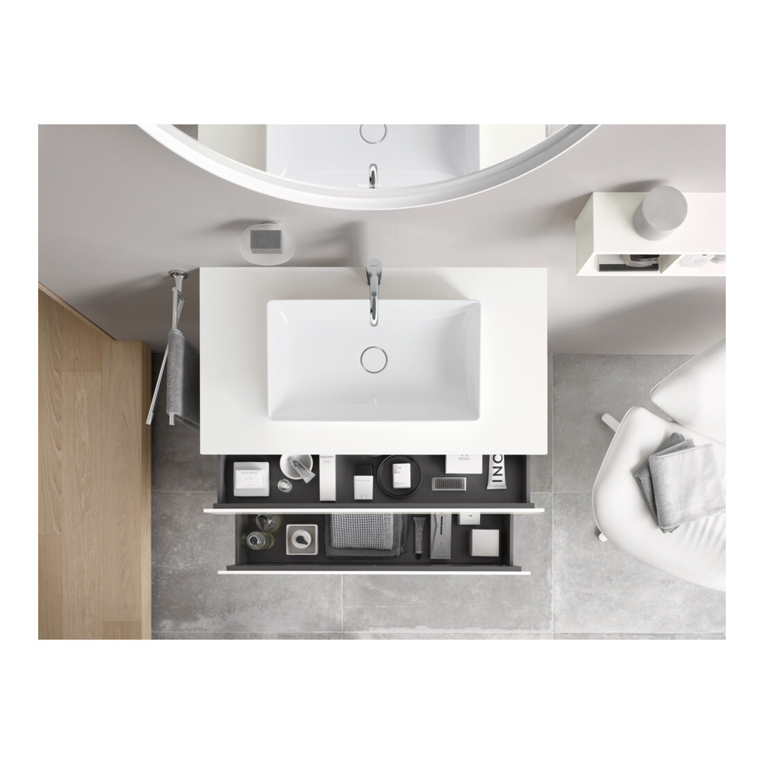Duravit L-Cube Meuble sous lavabo 102x55 cm, blanc mat, 1 tiroir, 1 coulissant, suspendu