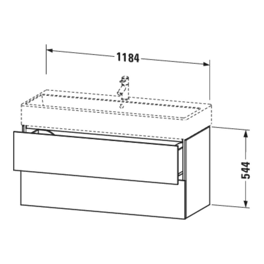 Duravit L-Cube Meuble sous lavabo 118,4 x 45,9 cm, 2 tiroirs, suspendu, bas mat