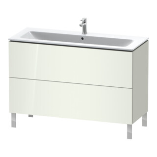 Duravit L-Cube Meuble sous lavabo 122x48,1 cm, blanc brillant, 2 tiroirs, sur pied