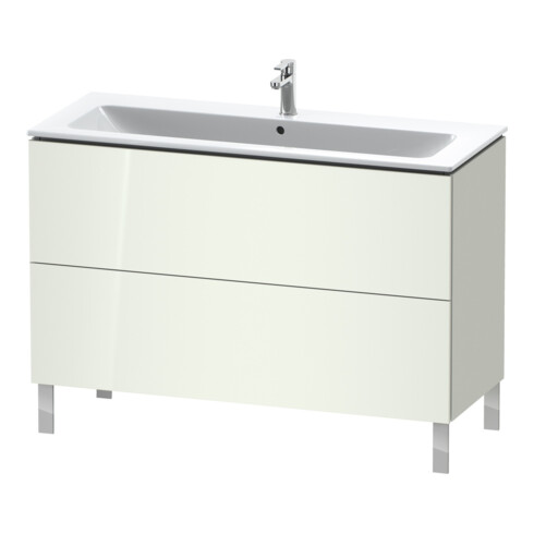 Duravit L-Cube Meuble sous lavabo 122x48,1 cm, blanc brillant, 2 tiroirs, sur pied