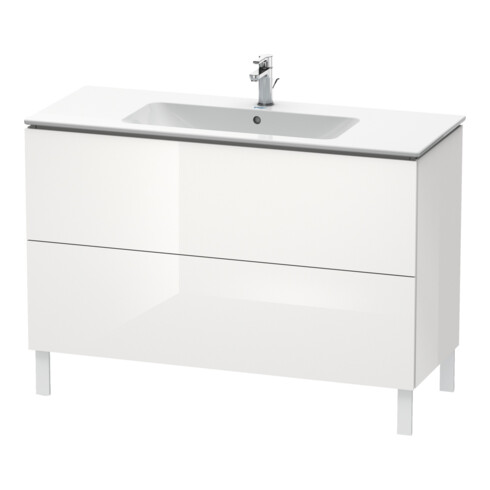 Duravit L-Cube Meuble sous lavabo 122x48,1 cm, blanc brillant, 2 tiroirs, sur pied