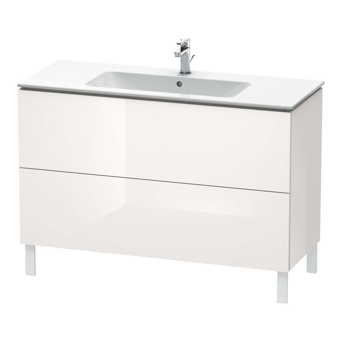 Duravit L-Cube Meuble sous lavabo 122x48,1 cm, blanc brillant, 2 tiroirs, sur pied