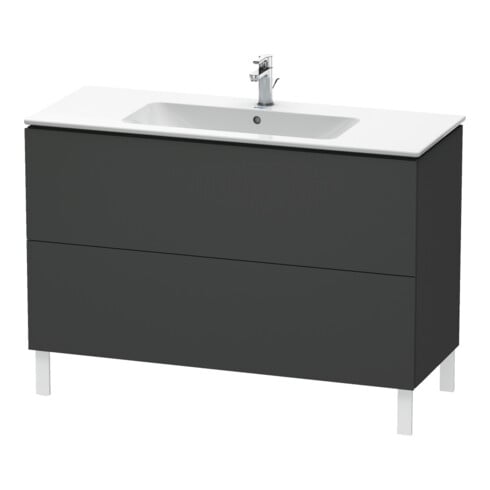 Duravit L-Cube Meuble sous lavabo 122x48,1 cm, graphite mat, 2 tiroirs, sur pied