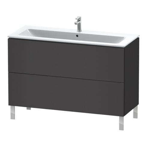 Duravit L-Cube Meuble sous lavabo 122x48,1 cm, graphite mat, 2 tiroirs, sur pied