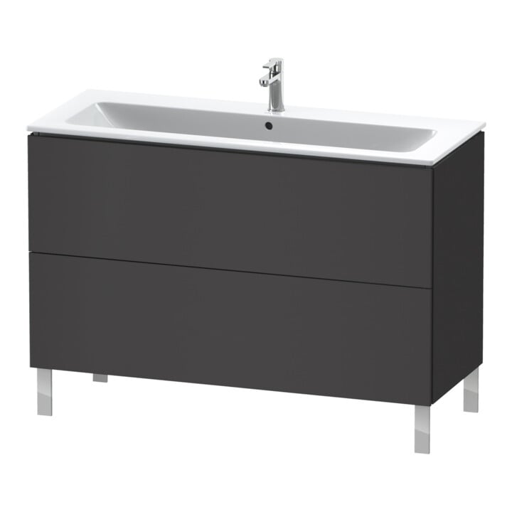 Duravit L-Cube Meuble sous lavabo 122x48,1 cm, graphite mat, 2 tiroirs, sur pied
