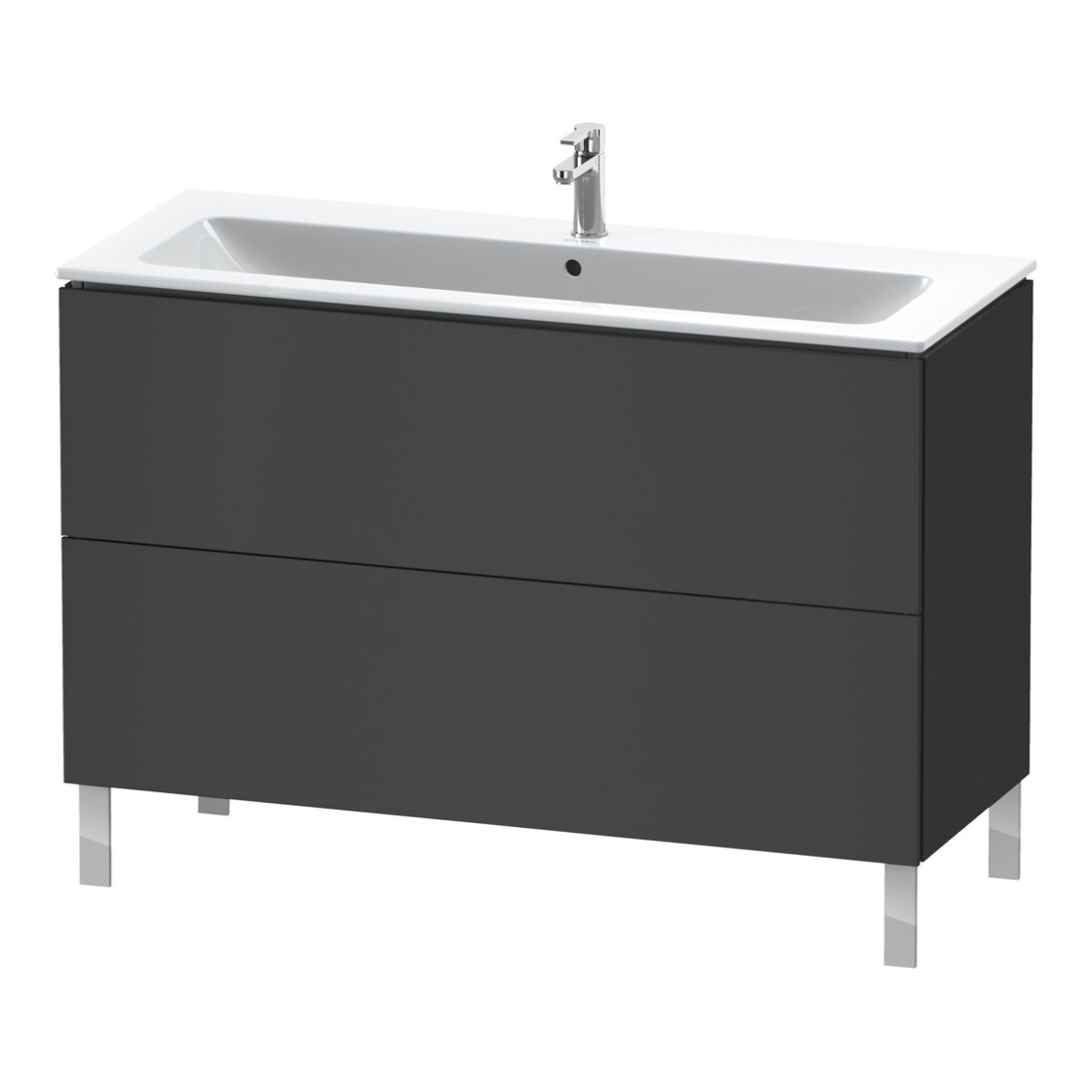 Duravit L-Cube Meuble sous lavabo 122x48,1 cm, graphite mat, 2 tiroirs, sur pied