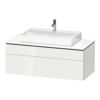 Duravit L-Cube Meuble sous lavabo 122x55 cm, blanc brillant, 1 tiroir, 1 coulissant, suspendu