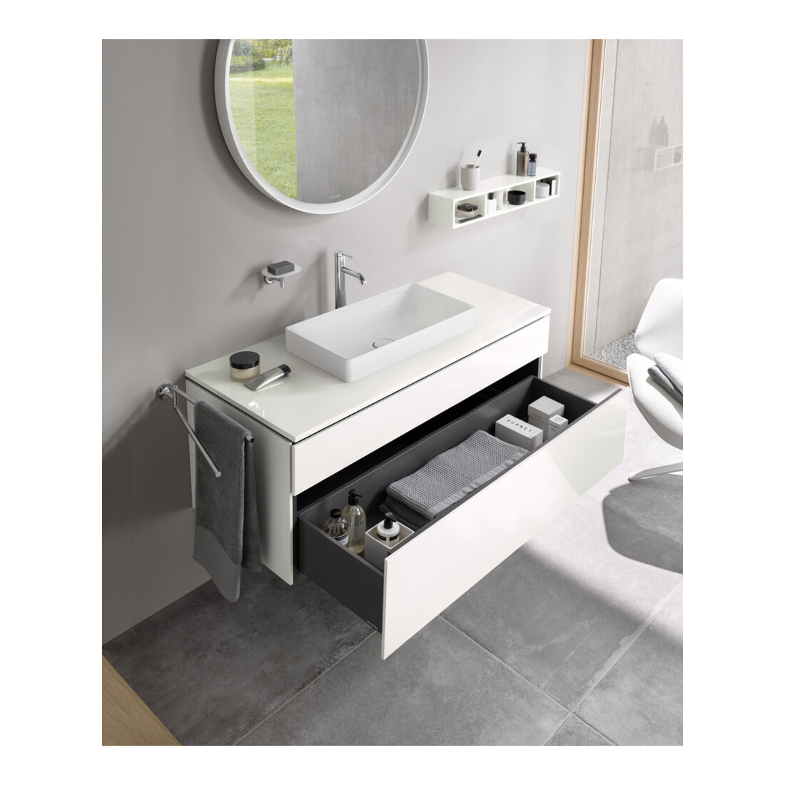 Duravit L-Cube Meuble sous lavabo 122x55 cm, blanc mat, 1 tiroir, 1 coulissant, suspendu