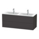 Duravit L-Cube Meuble sous lavabo 129x48,1x55 cm, 2 tiroirs, suspendu, graphite mat-1