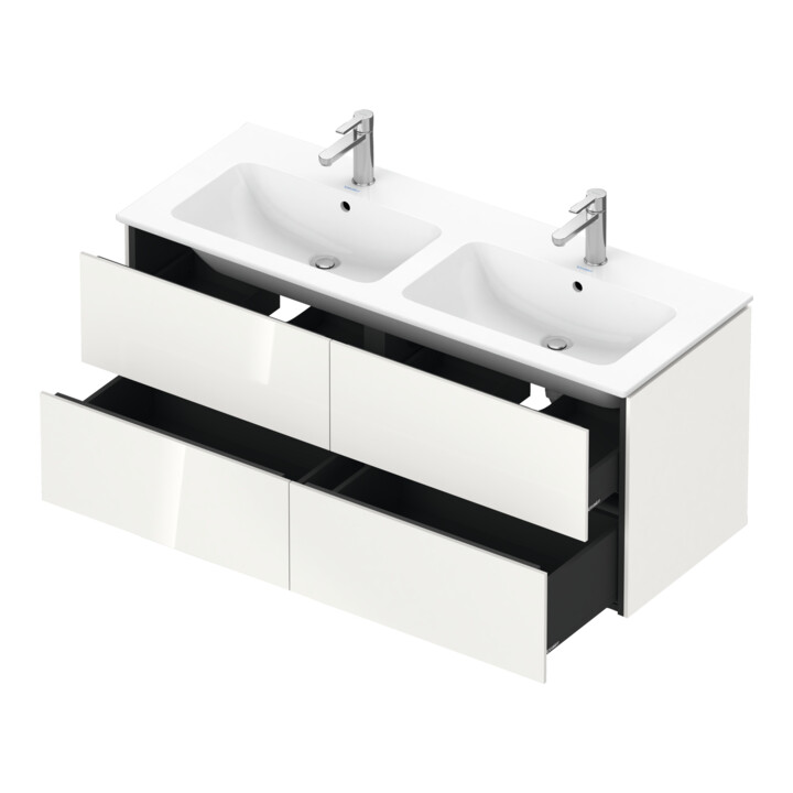 Duravit L-Cube meuble sous lavabo 129x48,1x55cm, 4 tiroirs, suspendu, blanc brillant