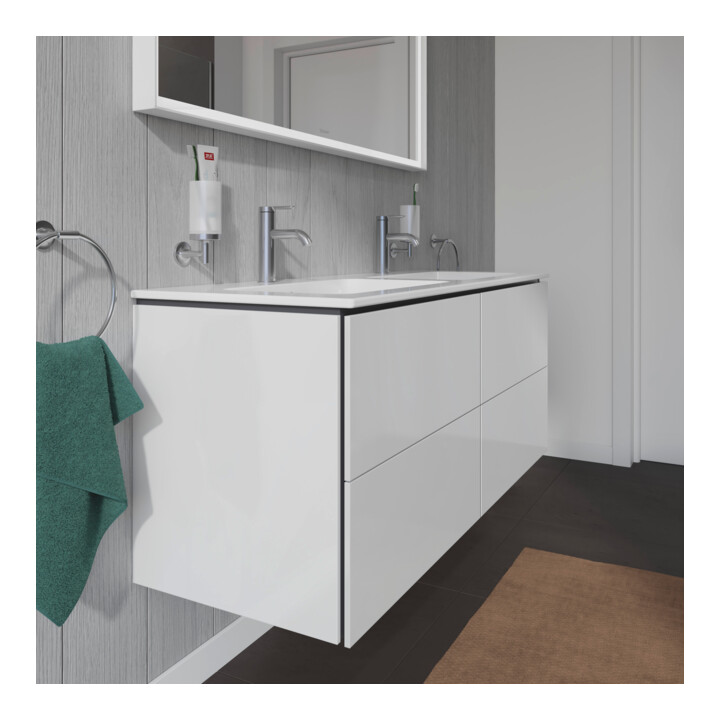 Duravit L-Cube meuble sous lavabo 129x48,1x55cm, 4 tiroirs, suspendu, blanc brillant