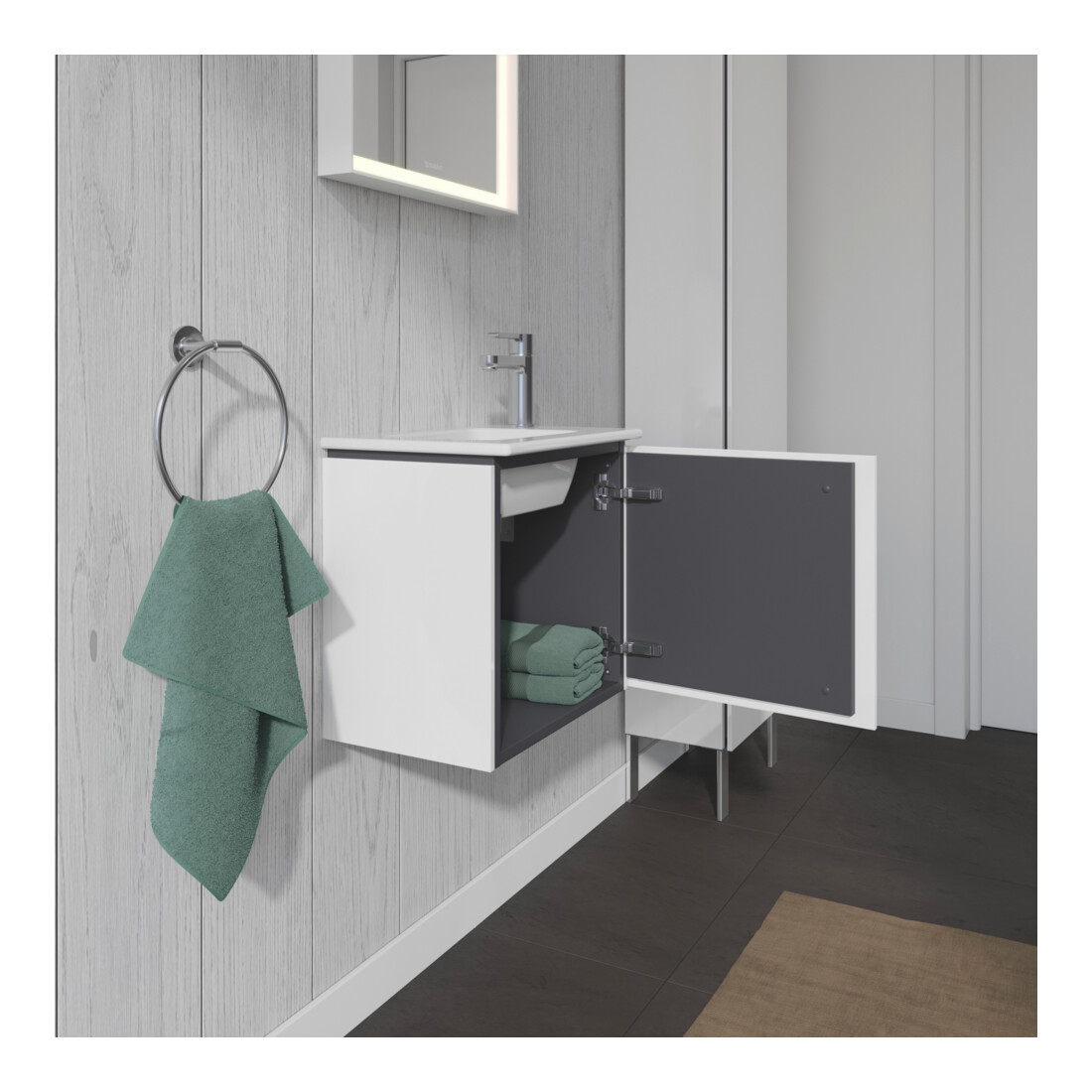 Duravit L-Cube meuble sous lavabo 42x29,4x40 cm, suspendu, porte droite, blanc brillant