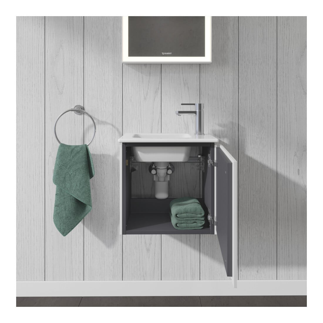 Duravit L-Cube Meuble sous lavabo 42x29,4x40 cm, suspendu, porte gauche, blanc mat