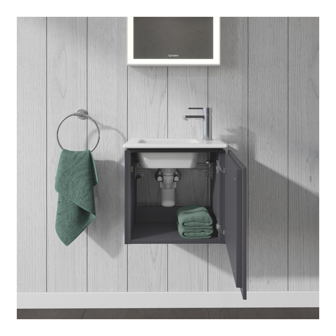 Duravit L-Cube Meuble sous lavabo 42x29,4x40 cm, suspendu, porte gauche, graphite mat