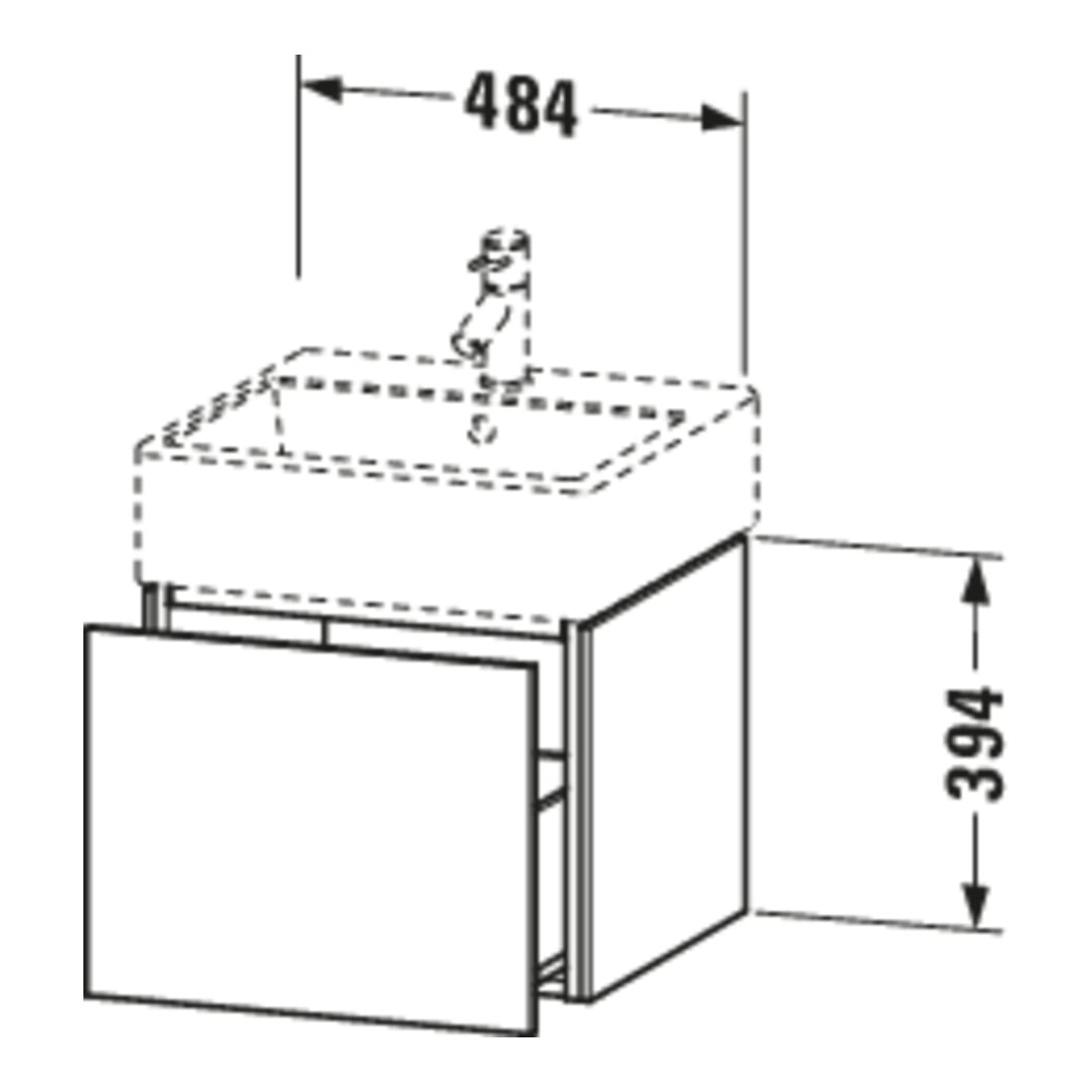 Duravit L-Cube Meuble sous lavabo 48,4x45,9 cm, gris mat, 1 tiroir, suspendu