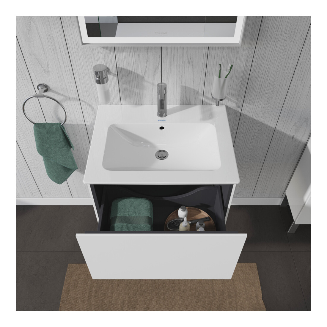 Duravit L-Cube Meuble sous lavabo 62x48,1 cm, blanc brillant, 1 tiroir, suspendu