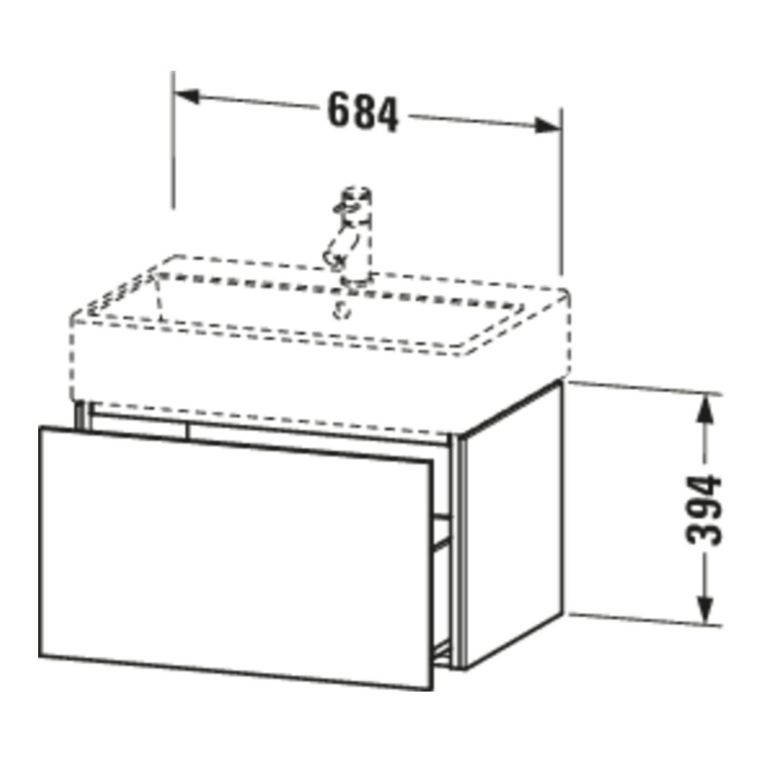 Duravit L-Cube Meuble sous lavabo 68,4x45,9 cm, graphite mat, 1 tiroir, suspendu