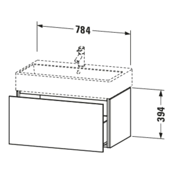Duravit L-Cube Meuble sous lavabo 78,4 x 45,9 cm, graphite mat, 1 tiroir, suspendu