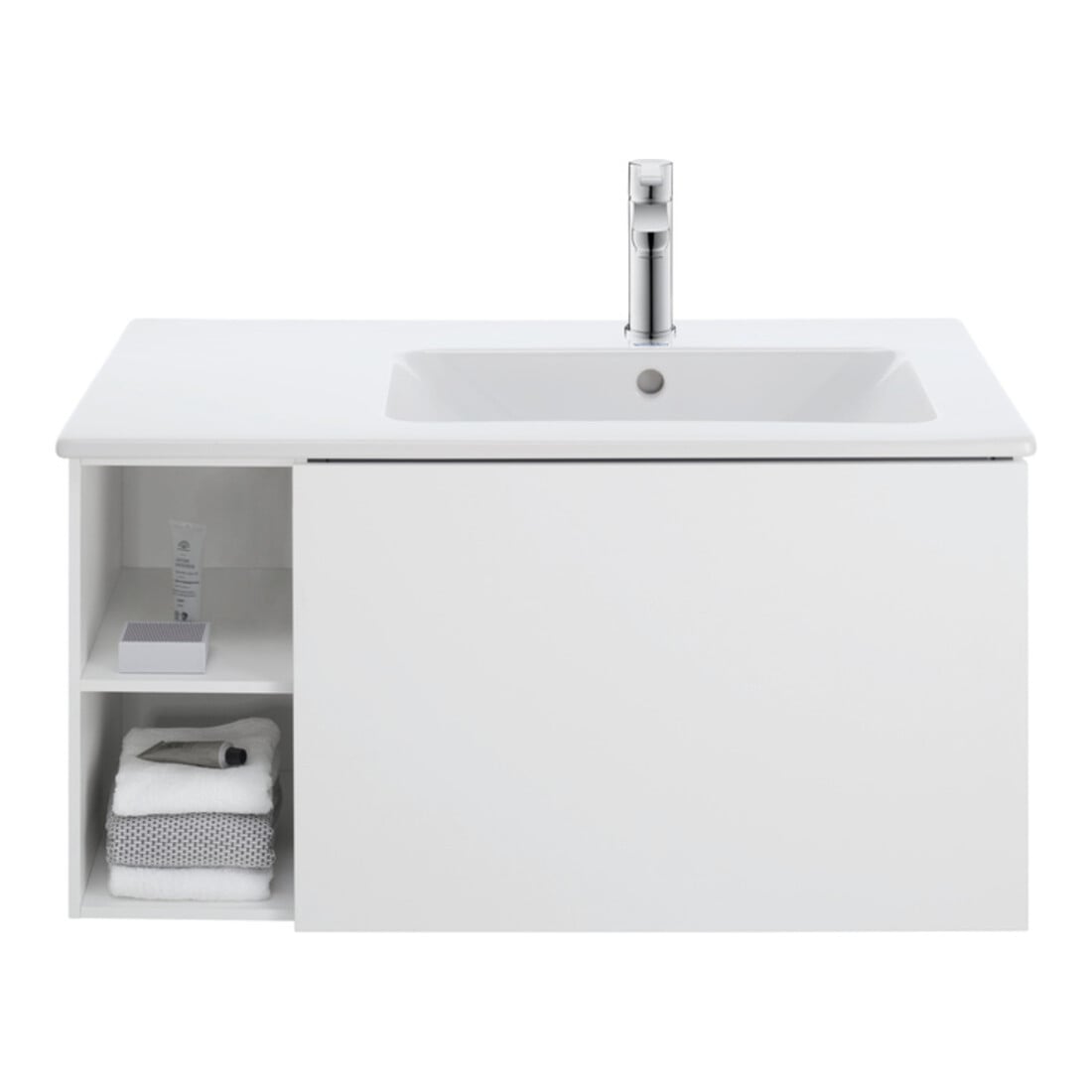 Duravit L-Cube Meuble sous lavabo 82x48,1x40 cm, 1 tiroir, évier à droite, blanc mat