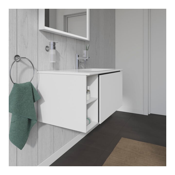 Duravit L-Cube Meuble sous lavabo 82x48,1x40 cm, 1 tiroir, évier à droite, blanc mat