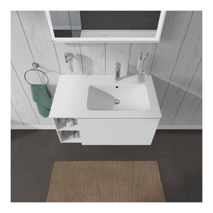 Duravit L-Cube Meuble sous lavabo 82x48,1x40 cm, 1 tiroir, évier à droite, blanc mat