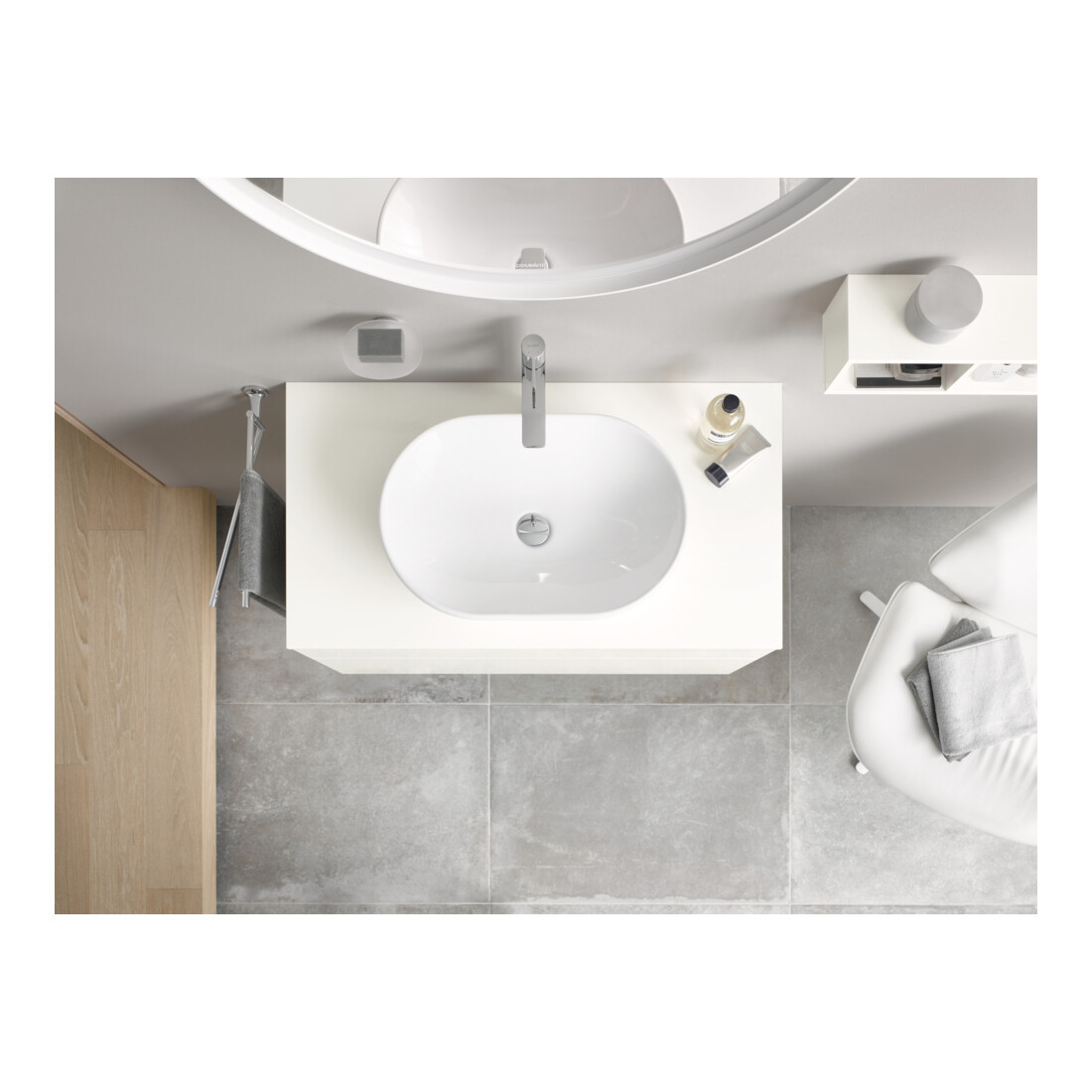 Duravit L-Cube Meuble sous lavabo 82x55 cm, blanc brillant, 1 tiroir, 1 coulissant, suspendu