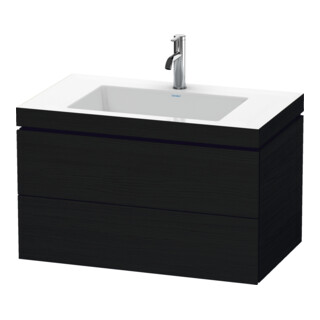 Duravit L-Cube Meuble sous lavabo c-bonded 80x48cm, 1 poignée, noir œuf, 2 tiroirs