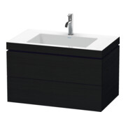 Duravit L-Cube Meuble sous lavabo c-bonded 80x48cm, 1 poignée, noir œuf, 2 tiroirs