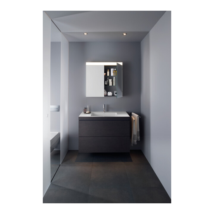 Duravit L-Cube Meuble sous lavabo c-bonded 80x48cm, 1 poignée, noir œuf, 2 tiroirs