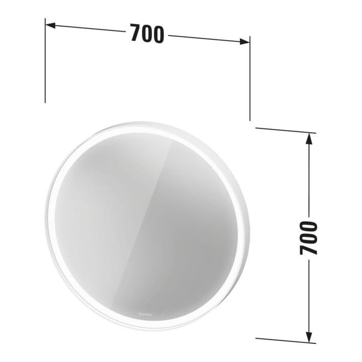 Duravit L-Cube Miroir LED 70x70x6,7 cm, 18W, gris, capteur, dimmable, wd