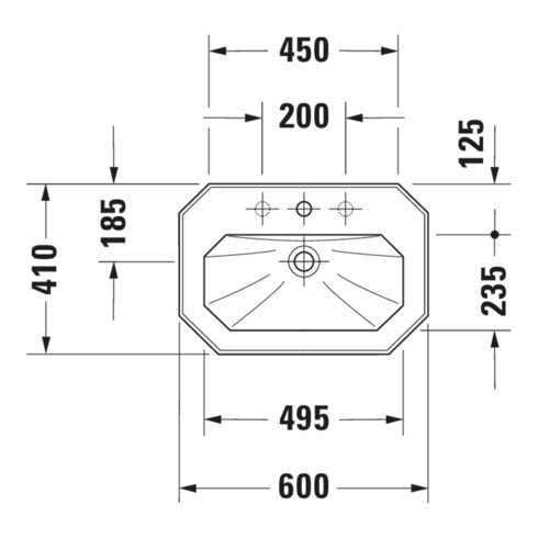 Duravit Lavabo 1930 60x41 cm, blanc, avec trou robinet, plan vasque