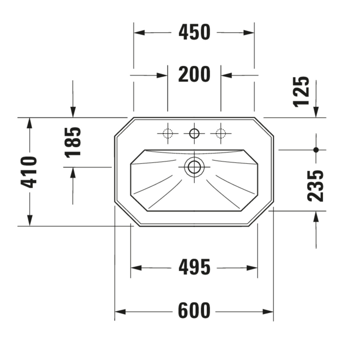 Duravit Lavabo 1930 60x41 cm, blanc, avec trou robinet, plan vasque