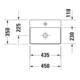Duravit Lavabo à main sablé DuraSquare 45x35 cm, sans trop-plein, avec trop-plein, sans trou de robinet, blanc