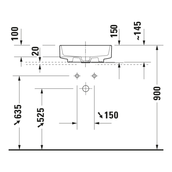 Duravit Lavabo à poser Balcoon 45x45 cm, sans robinet, blanc brillant
