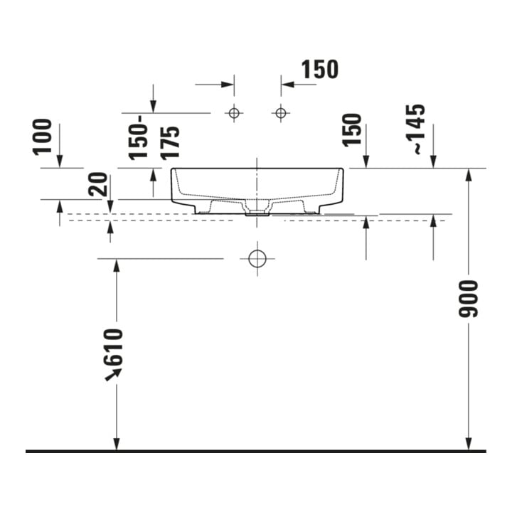 Duravit Lavabo à poser Balcoon 55x45 cm, sans robinet, décalé, argile terre mat