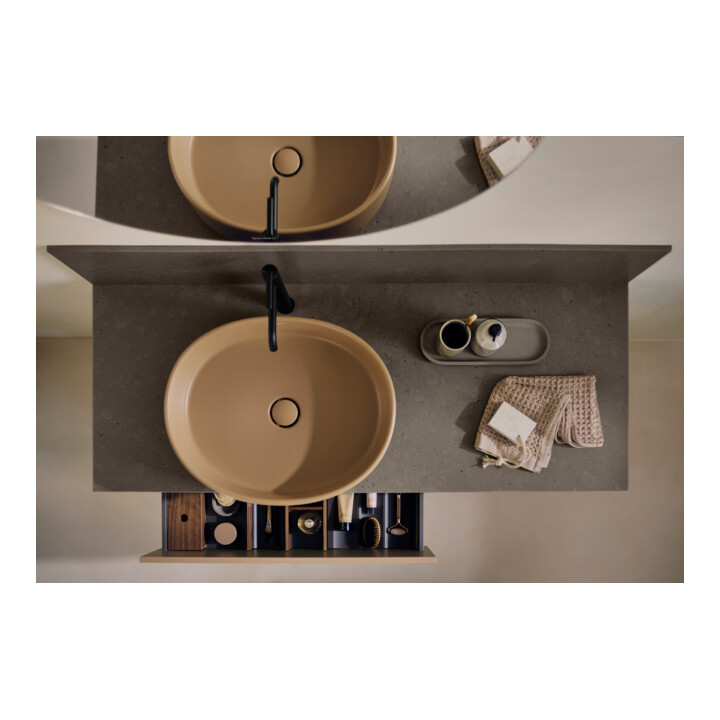 Duravit Lavabo à poser Balcoon 55x45 cm, sans robinet, décalé, argile terre mat